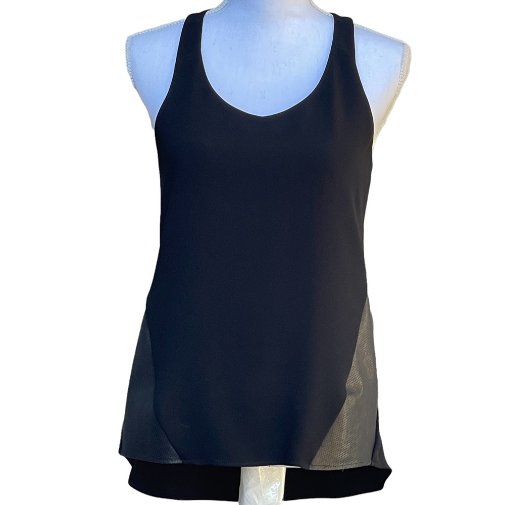 Rag & Bone Black Racerback Tank Top Calf Leather Trim Women’s Medium